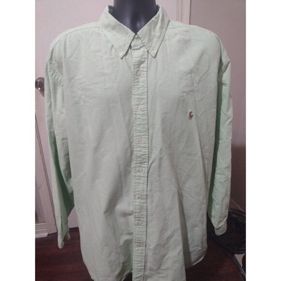 Ralph Lauren Men’s Classic Fit Long Sleeve Button Down Green Shirt 3XB Big - Picture 1 of 12